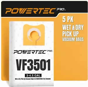 PRO VF3501 Size C Wet Pickup Shop Vac Bags for Ridgid 5 Pack, 3-4.5 Gal.Wet Use - Picture 1 of 6