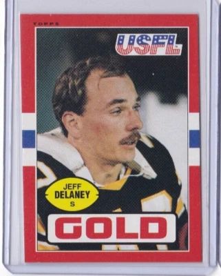 1985 Topps USFL #30 JEFF DELANEY GOLD NRMT - Image 1 of 2