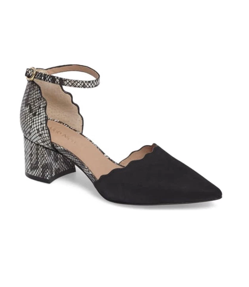 女式 Klub Nico Roseia 泵尖头黑色带粗跟 10 码 — 第 1/2 张图片