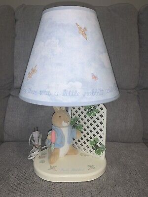 Vintage Beatrix Potter PETER RABBIT Plush Nite Light Table Lamp And Shade Decor • 47.18$