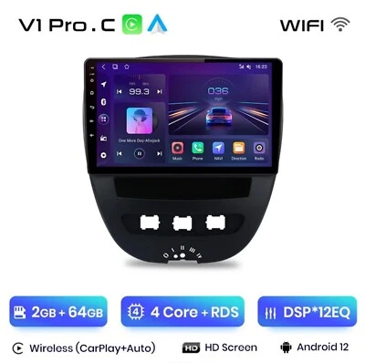 Autoradio Para Peugeot 107-Toyota Aygo-Citroën C1 2005-2014 2G+64GB CarPlay. - Imagen 1 de 4