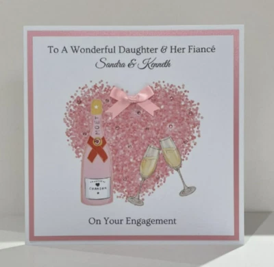Engagement card Handmade Personalised for Daughter/Son/Granddaughter/Couples etc - Image 1 of 3