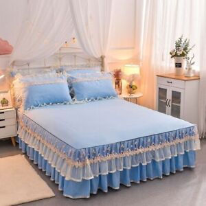 Lace Embroidery Bedding Bed Sheet Bedspread Bed Skirt Mattress Cover Non-slip
