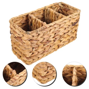 Divided Woven Basket Storage Basket Toilet Tank Basket Desktop - Picture 1 of 12