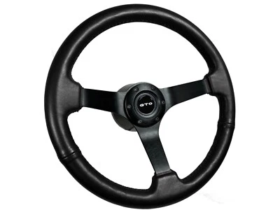 1969-73 Pontiac GTO 14" Black Leather 6-Bolt Steering Wheel Kit, Solid Spokes - Image 1 of 4