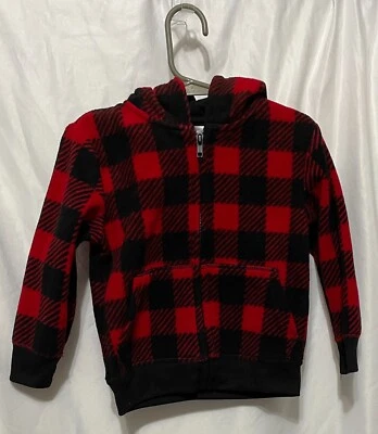 garanimals niño niño sudadera con capucha chaqueta roja negra polar cuadros vacaciones 2t Foto 1 de 4
