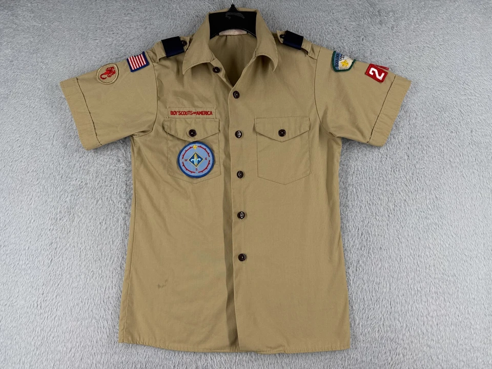 Boy Scouts of America Shirt Youth Large Beige Short Sleeve Poly Boulder Area AZ - Image 1 of 4