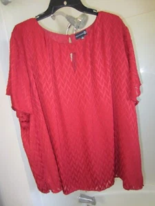NWT women's short sleeved dressy top Ryan Wythe Size 3X burgundy color - Picture 1 of 16