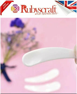 RUBYSCRAFT 5pcs Cosmetic Spatula Scoop Disposable White Plastic Spoon Tool