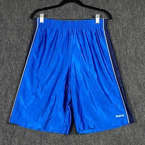 Reebok Youth XL Active Shorts Royal Blue Shiny Basketball Training Drawstring - Picture 1 of 9