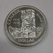1958 Canada 80% Silver Dollar Coin $1 BU Totem Pole Reverse