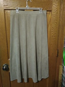 Christopher And Banks Moleskin Skirt Size M Tan Soft EUC Long Washable - Picture 1 of 4