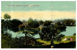 Melbourne Australia Botanic Gardens Landscape People Fashion Antique Postcard - Picture 1 of 3