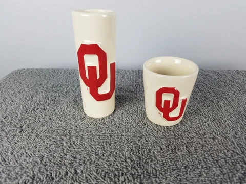 Oklahoma Sooners Two Shot Glass Double Single Football NCAA College Cup Cover