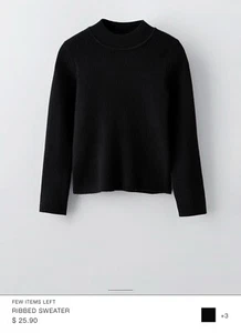 Zara NWT Girls Black Ribbed Sweater Size 11-12 - Picture 1 of 2