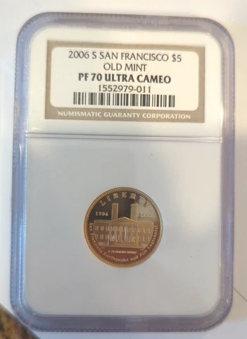 2006-S San Francisco Old Mint $5 Gold NGC PF70, UCAM - Free Priority Ship Cover