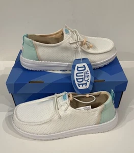 Hey Dude Women Size 9 Wendy Perf Sport White Pink Green Slip-On Casual Shoes - Picture 1 of 11