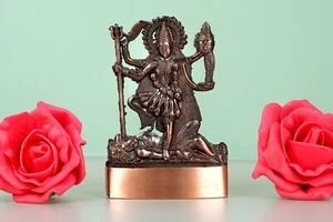 Kali Maa Statue Murti Auto Kupfer Metall klein Vaishno Mata mit Shiva Idol Hindu - Bild 1 von 7