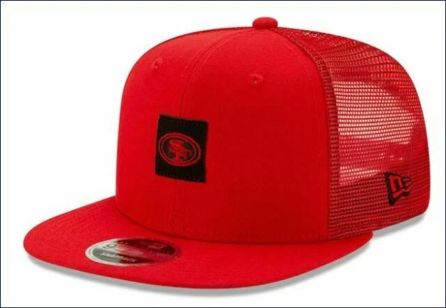 New Era San Francisco 49ers Shanahan Square Trucker 9FIFTY Men's Snapback Hat - Scarlet