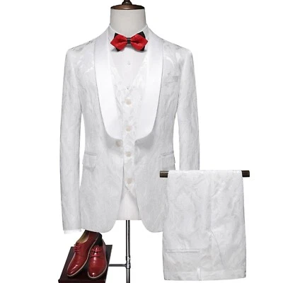 Paisley Men Suits Sets 3pcs Slim Fit Jacquard Print Wedding Tuxedos Fashion Show - Image 1 of 4