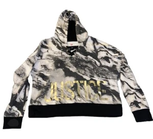 Justice Girl's Sweater Size 18/20 Pullover Long Sleeve Tie-dye Comfy Black White - Picture 1 of 3