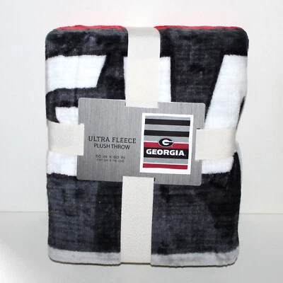 NCAA Georgia Bulldogs Ultra Fleece Plush Throw Blanket College Football Basket - Image 1 of 4