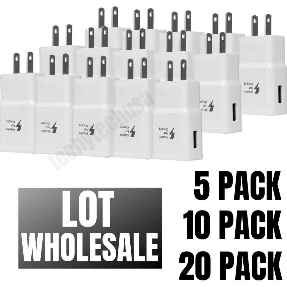 Wholesale For Samsung S10 S20 Adaptive Fast USB Wall Charger Power Adapter Plug - Image 1 of 4
