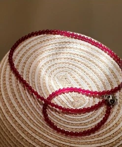 Collar Nicky Butler 4mm Piedras Preciosas Plata de Ley 20" - Cuarzoita Baya Roja - Imagen 1 de 4