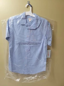 Cat And Jack Boys Blue Button Up Cotton Collared Shirt Size Large 12/14 - Picture 1 of 7