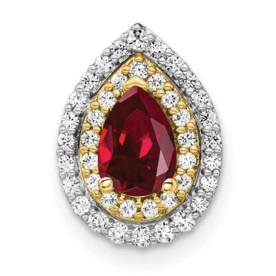 14K Two-tone Gold Lab-Created Diamond & Created Ruby Pendant - Image 1 of 2