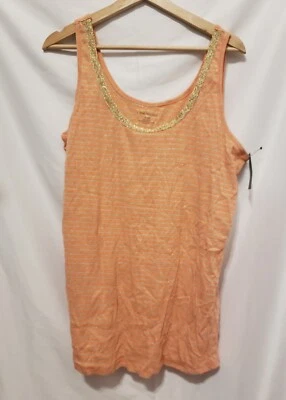 Camiseta sin mangas Lane Bryant para mujer 22/24 oro melocotón metálico a rayas Foto 1 de 4