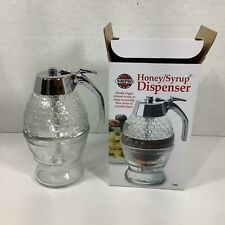 Norpro Premium Honey Syrup Dispenser Pot Jar 1 Cup Glass Bee Hive Trigger stand