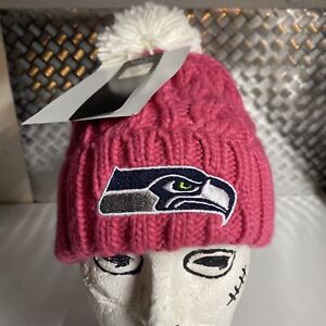 SEATTLE SEAHAWKS NFL Knit Youth Pink Pom Beanie Stocking Winter Hat Cap