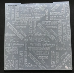 Vintage words background 8" square Embossalicious Die'sire embossing folder - Picture 1 of 6