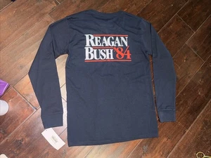 Camiseta Rowdy Caballeros Azul Marino Manga Larga Bush Regan 84 Hombre’s Pequeña - Imagen 1 de 3