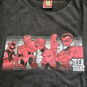 Vintage 90s Teen Titans Superhero Box Logo T Shirt Cartoon Network Size Large - Picture 1 of 4