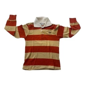 Vintage Lacoste Rugby Shirt Red Tan Stripe Long Sleeve Size 8 USA Made - Picture 1 of 12