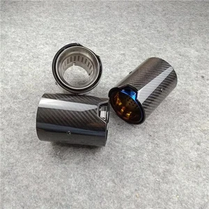 1Pcs Real Carbon Fiber M Sport black on black m3 m4 m5 Performance Exhaust Tips - Picture 1 of 17