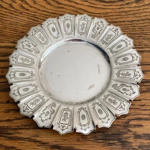 ANTIQUE 19TH C FINLEY ENGRAVED HERALDIC SILVER PLATED DISH - Picture 1 of 5