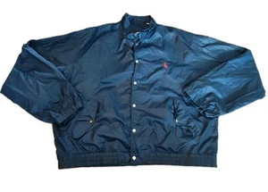 Vintage 80s Polo Ralph Lauren Windbreaker Mens Large Navy Blue Snap Nylon Rare! - Picture 1 of 16