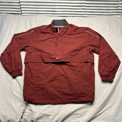 Nike Pullover Jacket Mens Medium Red Half Zip Windbreaker Swoosh Nylon Athletic - Image 1 of 4