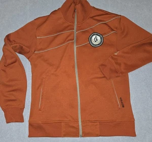 Volcom Stone Full Zip Polyester and Fleece Mock Neck SZ L Orange Zip Pockets - Picture 1 of 9