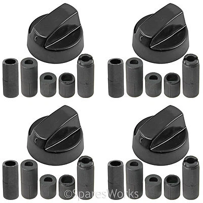 SPARESWORKS 4 perillas interruptor de control de placa caliente para horno negro BUSH