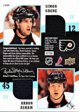 Quad 2009-10 Upper Deck MVP Two on Two JERSEYS #JEGAC GAGNE PATRICK ELIAS ASHAM