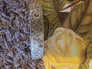 Damen Silber Armreif Armband mit Strass Details  - Bild 1 von 4