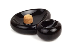 POSACENERE SIDECAR CON BATTI PIPA POSAPIPE 1 POSTO SAVINELLI CERAMICA NERO - Picture 1 of 2