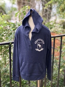 Abercrombie & Fitch Kids Youth S 10 Heathered Blue Patch Logo Hoodie Top Shirt - Picture 1 of 12
