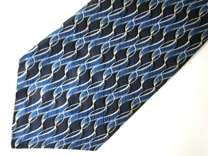 Vtg Croft & Barrow Mens Necktie Tie Navy Blue Silver Geometric 56" Short Career - Picture 1 of 3