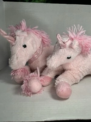 2 Dan Dee Collectors Choice Pink Plush Unicorn Horse Soft Floppy 2 Sizes Ponies - Image 1 of 4