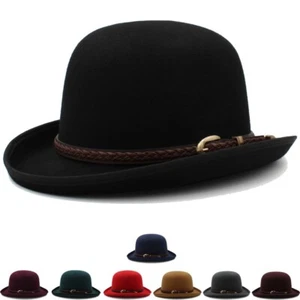 Klassische Bowler Hüte Retro Fedora Sonnenhut Jazz Derby Kappen für Herren Damen 7 1/8-7 3/8 - Bild 1 von 27